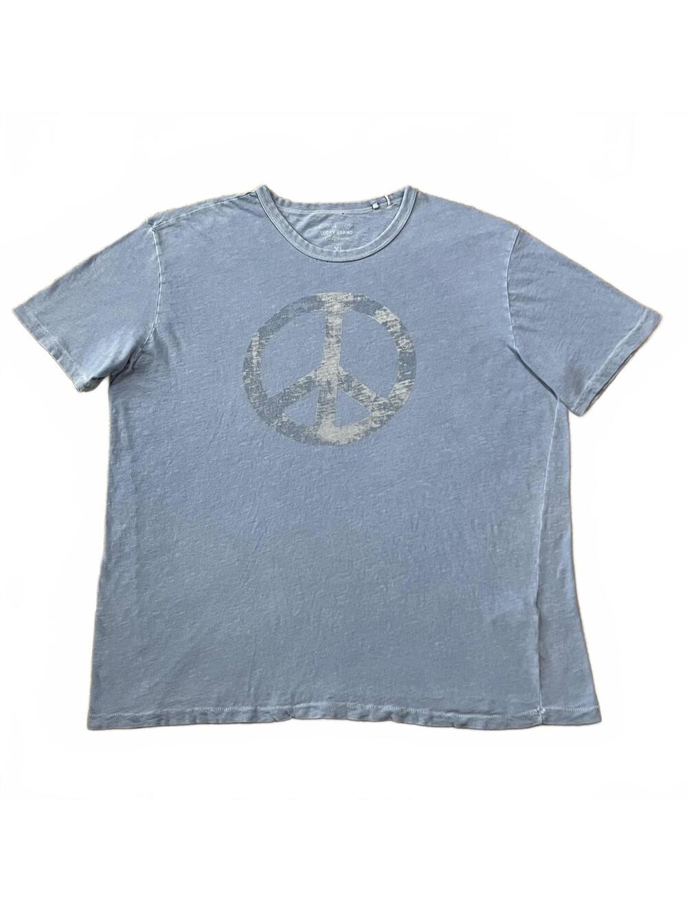 Lucky Brand Mens Peace Sign Graphic T Shirt Blue Size XL